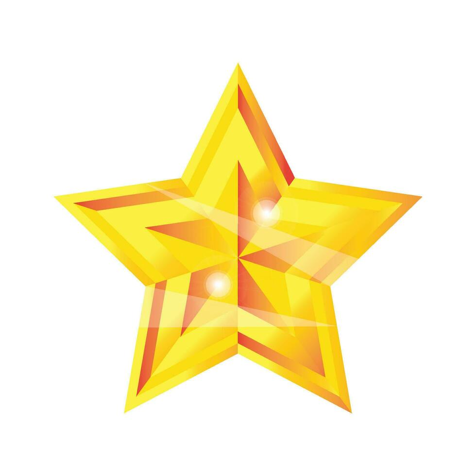 3d d'oro scintillante stella, 3d creativo multicolore stella, d'oro pendenza stella forma vettore