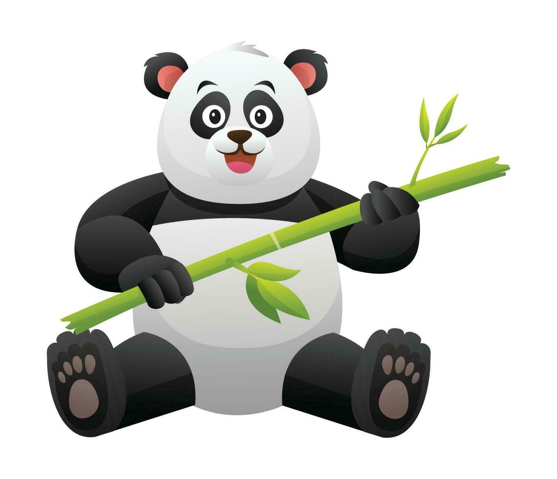 carino panda Tenere bambù cartone animato illustrazione vettore