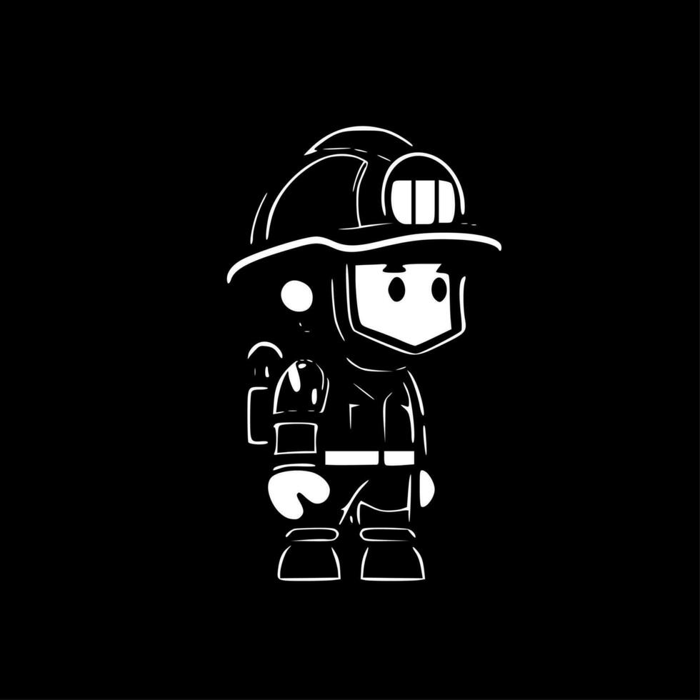 pompiere - nero e bianca isolato icona - vettore illustrazione