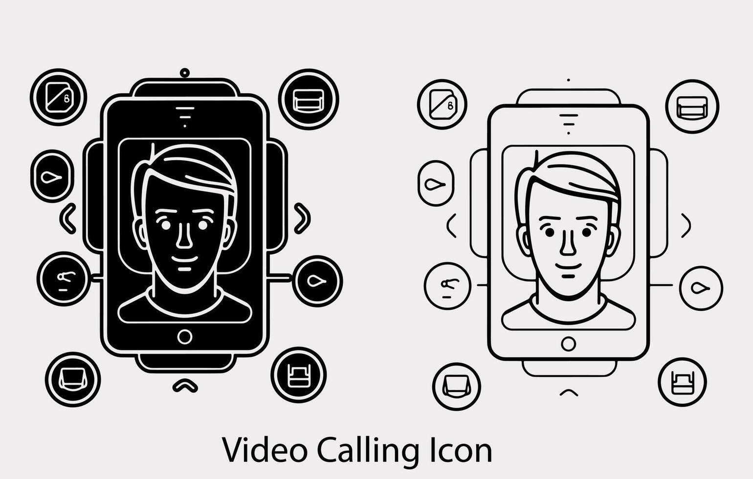 video chiamata icona, schema stile, semplice impostato di video conferenza relazionato vettore linea icone, videochiamata linea icona. minimo vettore illustrazione, semplice schema icone