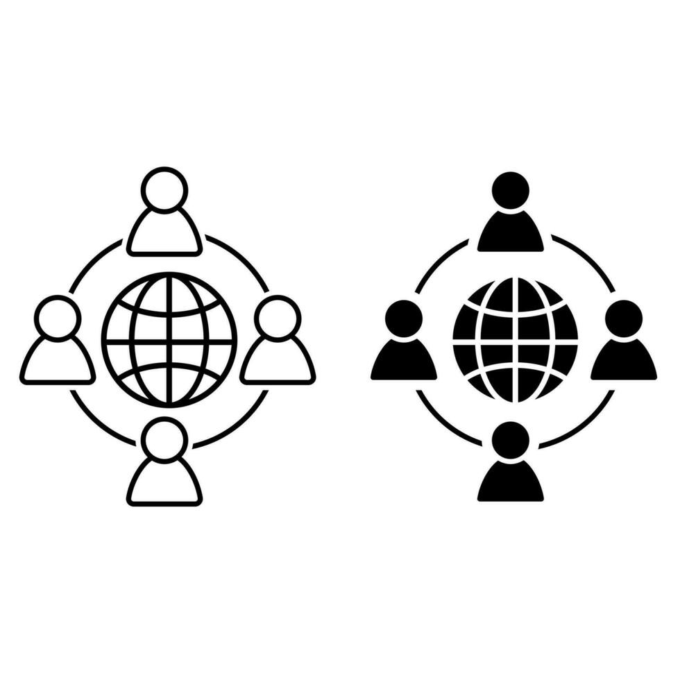 esternalizzazione icona vettore set.teamwork illustrazione cartello collezione. internazionale connessioni simbolo.