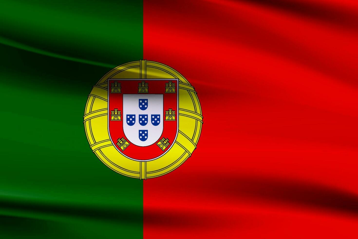 agitando bandiera di Portogallo. bandiera di Portogallo agitando nel il vento.realistico foto di il Portogallo bandiera vettore