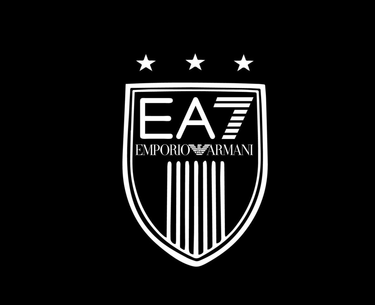 emporio armani ea7 marca Abiti logo simbolo bianca design moda vettore illustrazione con nero sfondo