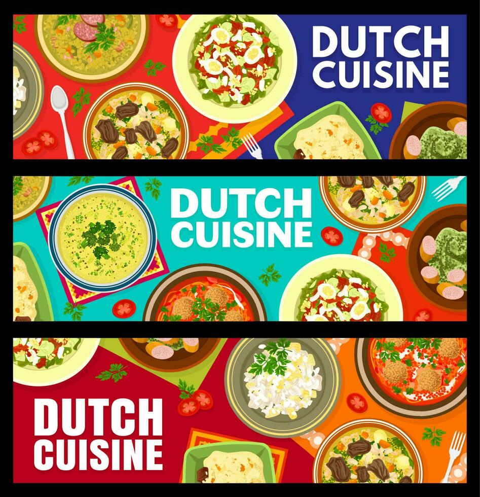 olandese cucina ristorante piatti orizzontale banner vettore