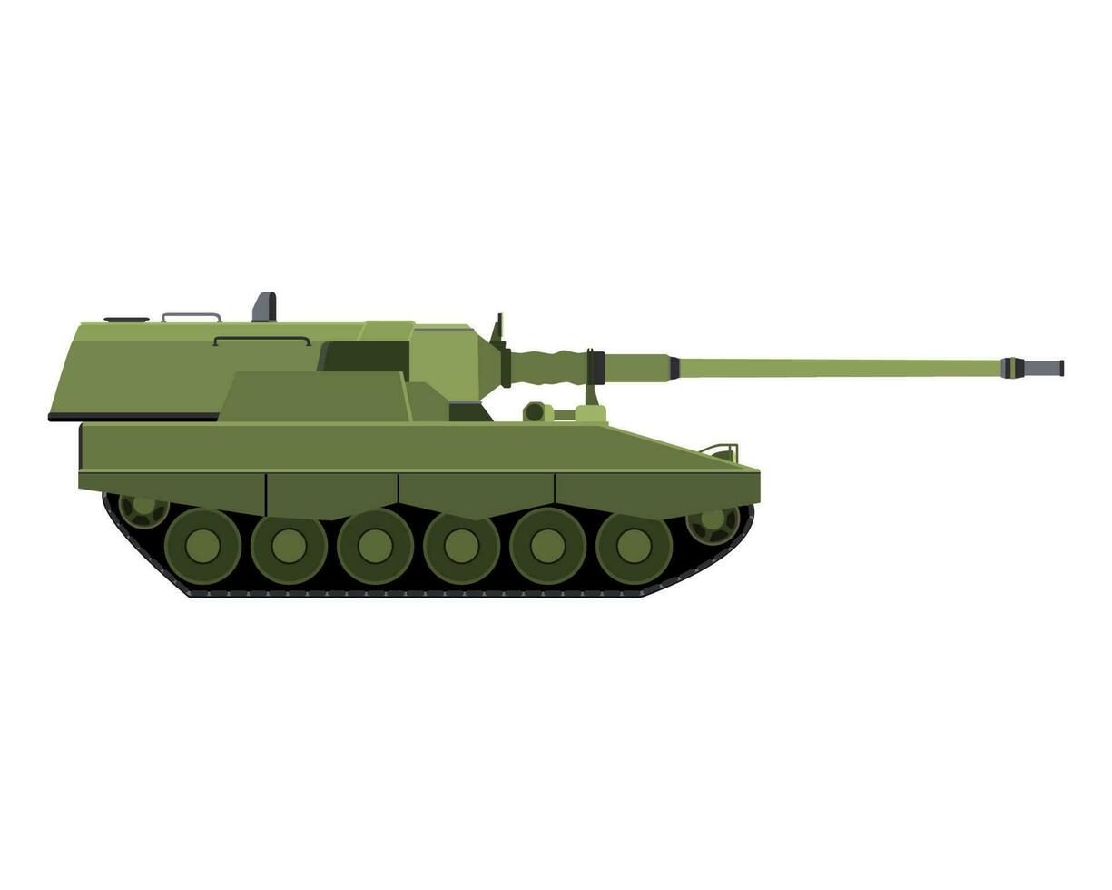 semovente obice nel piatto stile. Tedesco 155 mm panzerhaubitz 2000. militare blindato veicolo. colorato vettore illustrazione isolato su bianca sfondo.