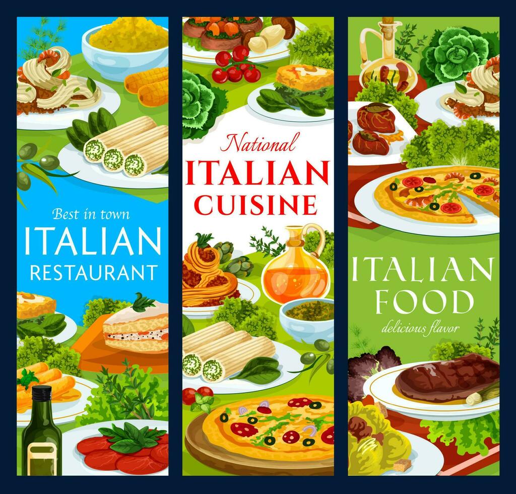italiano cucina ristorante pasti vettore banner