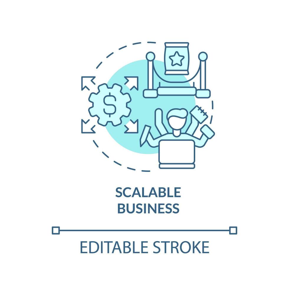 scalabile attività commerciale turchese concetto icona. facile per fornire. affiliato marketing beneficiare astratto idea magro linea illustrazione. isolato schema disegno. modificabile ictus vettore