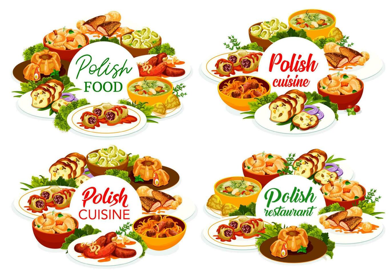 polacco cibo ristorante piatti menù copertina disposizione vettore