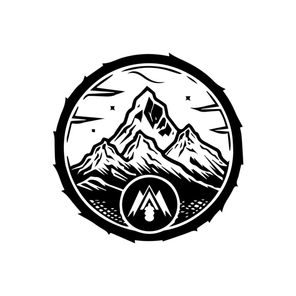 raggiungere nuovo altezza con nostro sbalorditivo montagna logo design. Questo maestoso illustrazione è Perfetto per all'aperto e legati all'avventura Marche. vettore