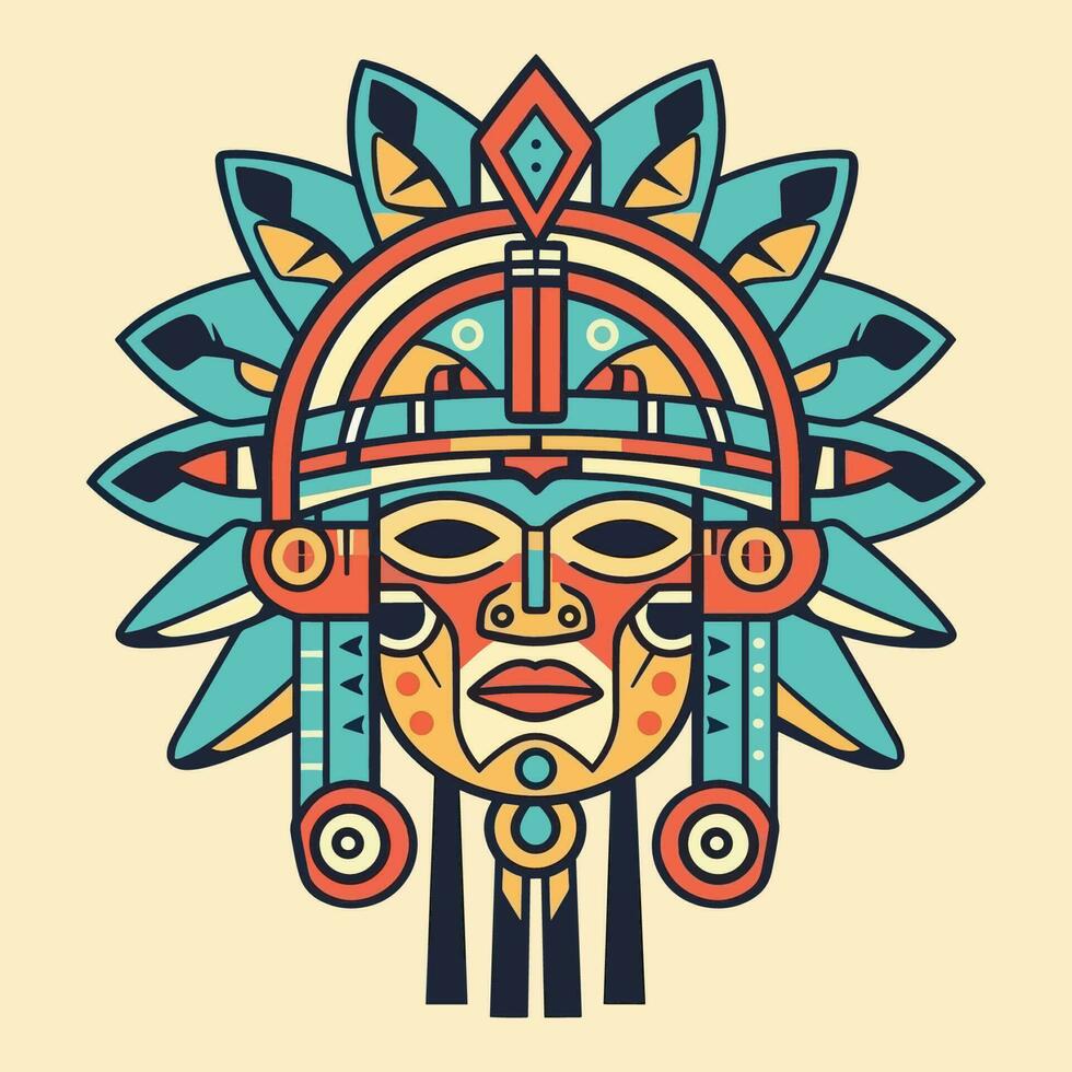 Questo azteco illustrazione design Caratteristiche intricato modelli e grassetto colori, ispirato di il antico di civiltà arte e cultura vettore