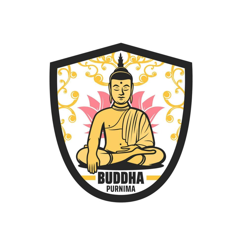 Budda purnima compleanno vacanza icona o distintivo vettore