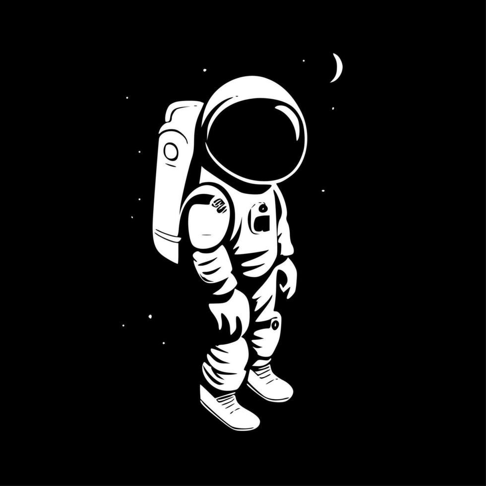 astronauta - nero e bianca isolato icona - vettore illustrazione