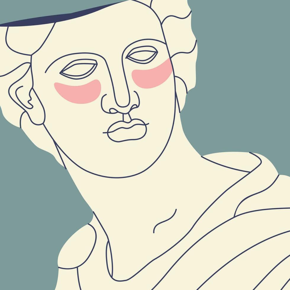 frammento di un antico greco statua di un' uomo con cerotti sotto il suo occhi. antico scultura con moderno elementi. vettore di moda illustrazione.