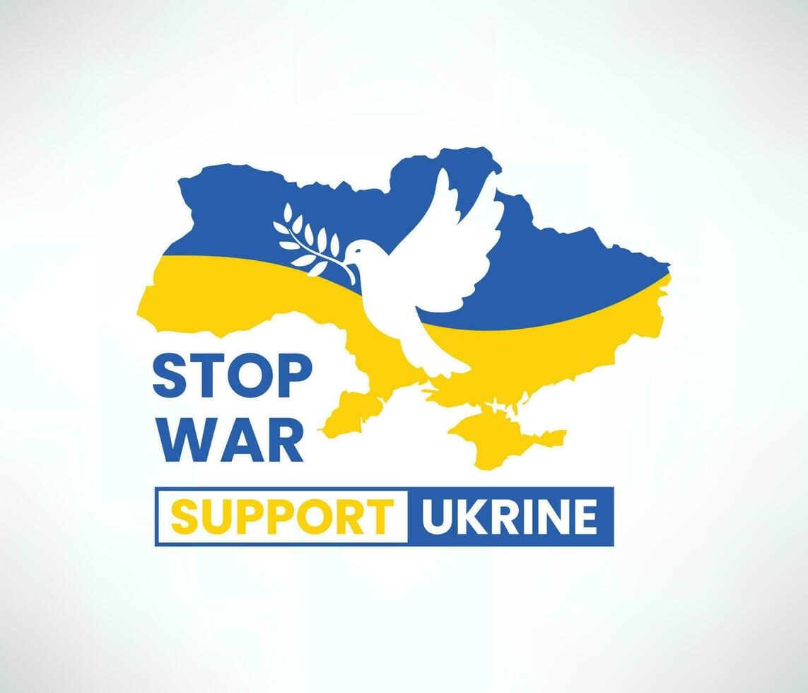 In piedi con Ucraina, badge nel blu e giallo con no guerra, supporto Ucraina vettore