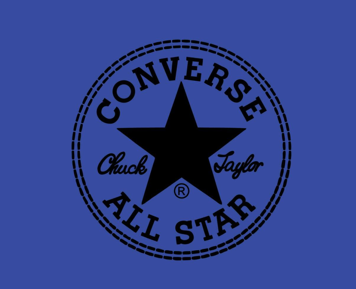 conversare tutti stella logo scarpe marca nero simbolo design vettore illustrazione con blu sfondo