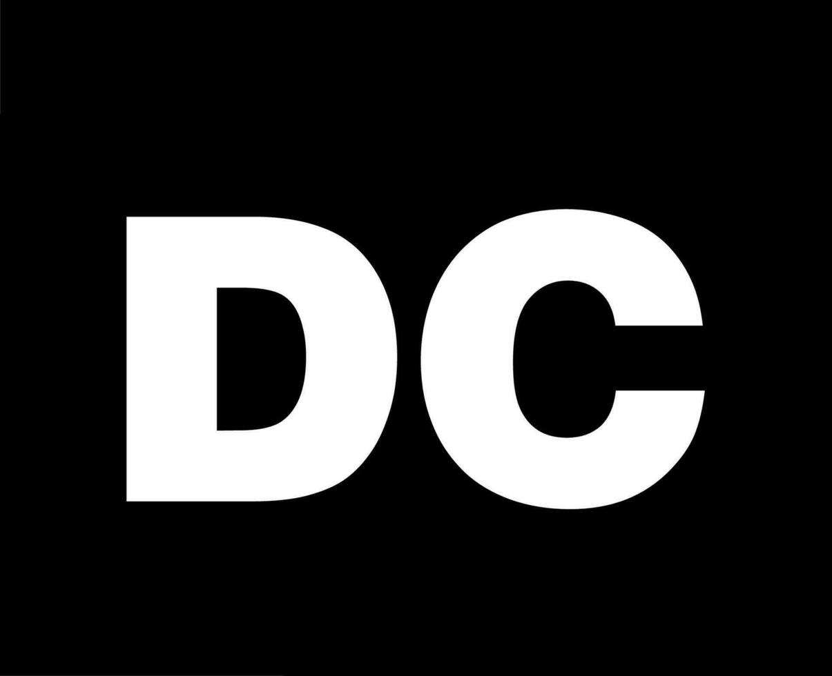 dc marca nome bianca Abiti logo simbolo design lusso moda vettore illustrazione con nero sfondo