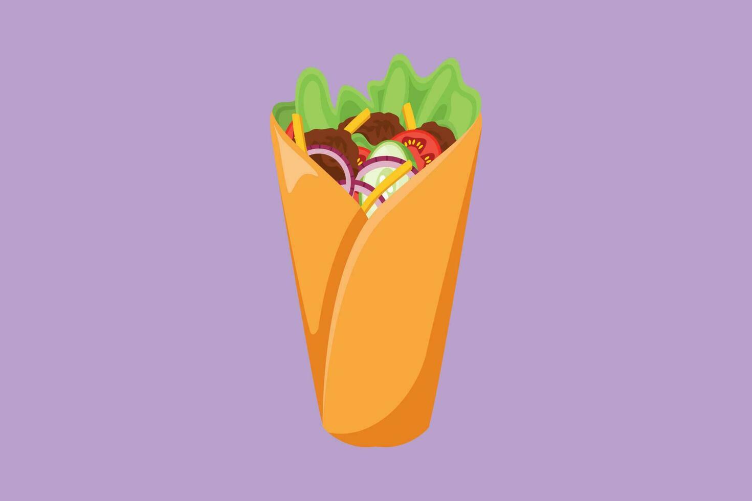 personaggio piatto disegno fresco caldo speziato in linea messicano burritos negozio logo. Messico strada veloce cibo menù e ristorante distintivo concetto. gustoso pasto per pranzo o cena. cartone animato design vettore illustrazione