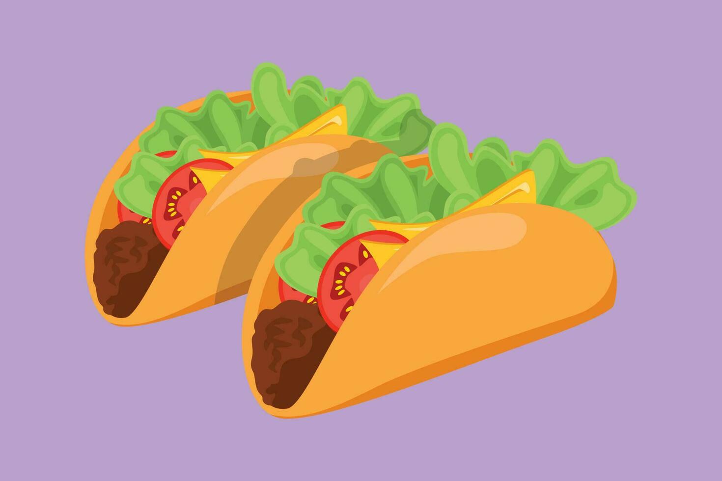 grafico piatto design disegno Due stilizzato messicano taco logo etichetta. emblema veloce cibo nacho ristorante per bar negozio o cibo consegna servizio. delizioso pasto per il pranzo. cartone animato stile vettore illustrazione