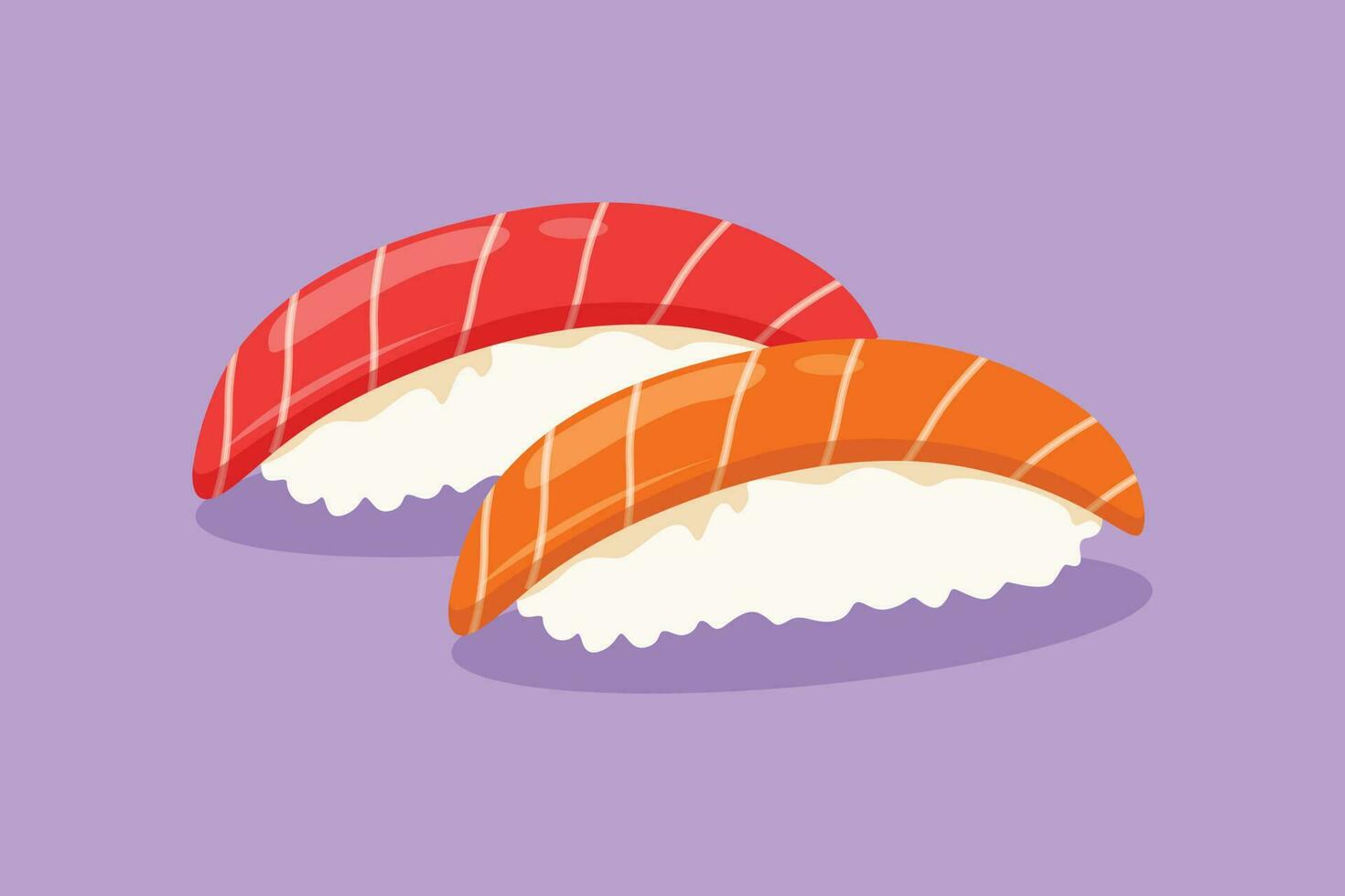 cartone animato piatto stile disegno fresco giapponese nigiri Sushi bar logo. Giappone mare cibo bar menù e ristorante distintivo concetto. strada cibo logotipo, volantino, etichetta, carta. grafico design vettore illustrazione