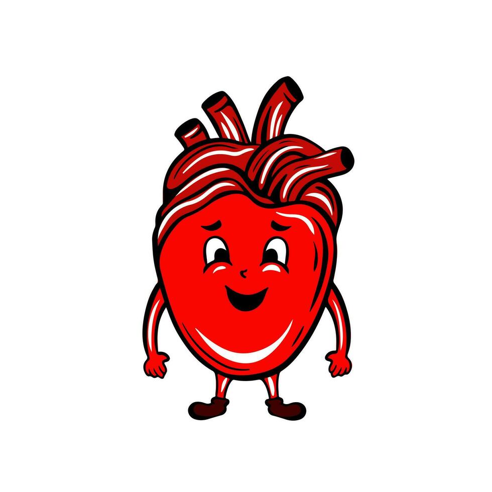 cuore cartone animato personaggio icona piatto design vettore illustrazione