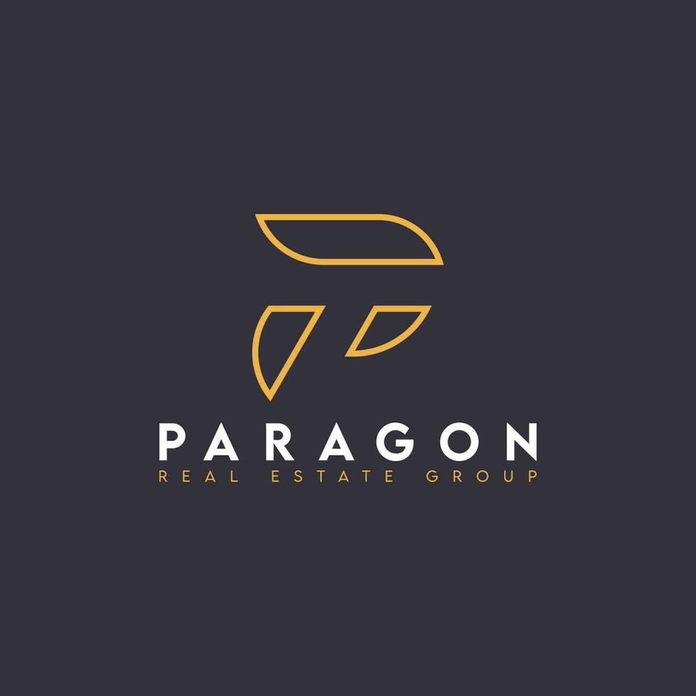 paragon minimalista p lettera logo design vettore