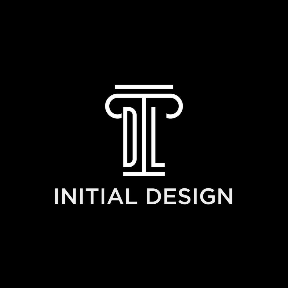 dl monogramma iniziale logo con pilastro forma icona design vettore