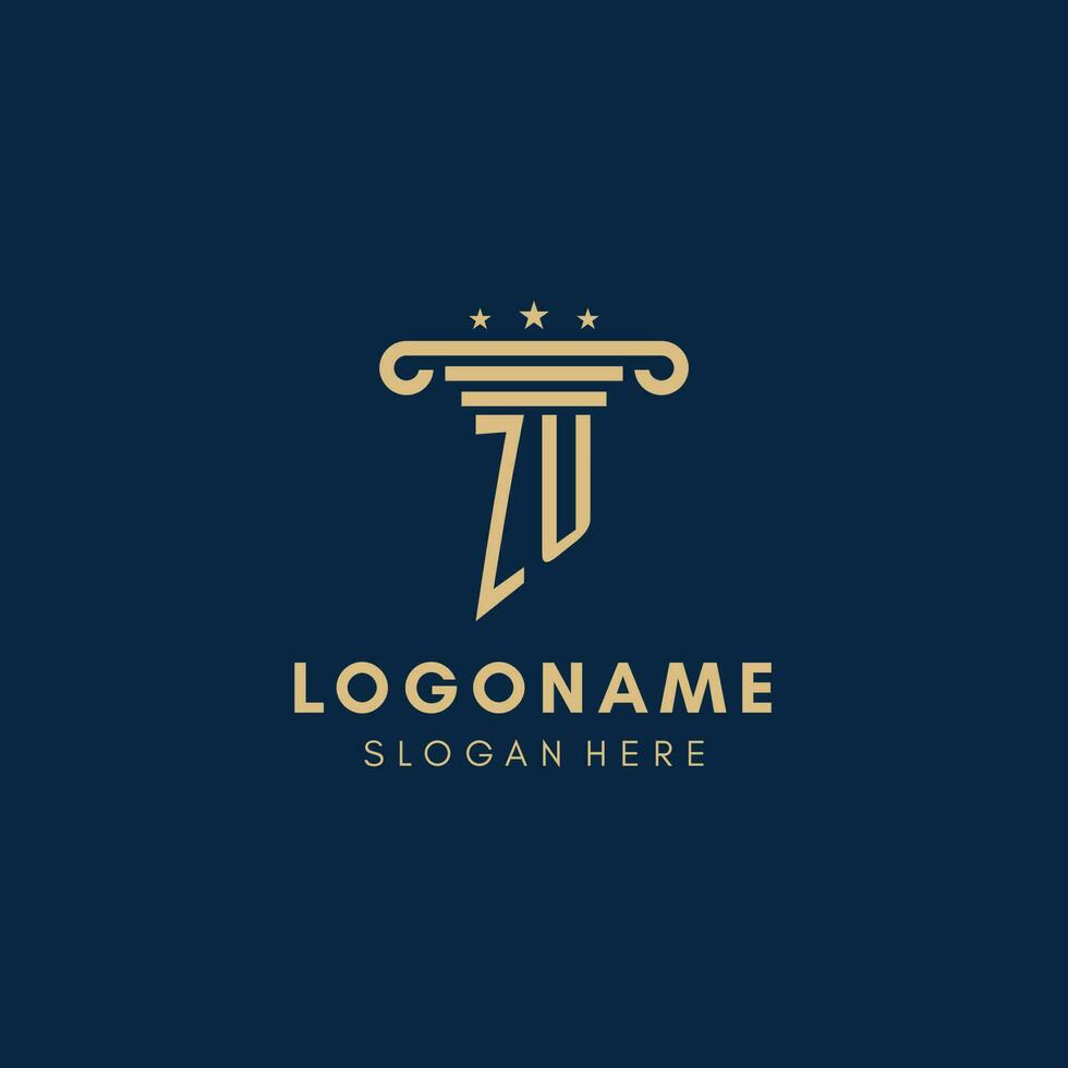 zu monogramma iniziale logo con pilastro e stelle, migliore design per legale azienda vettore