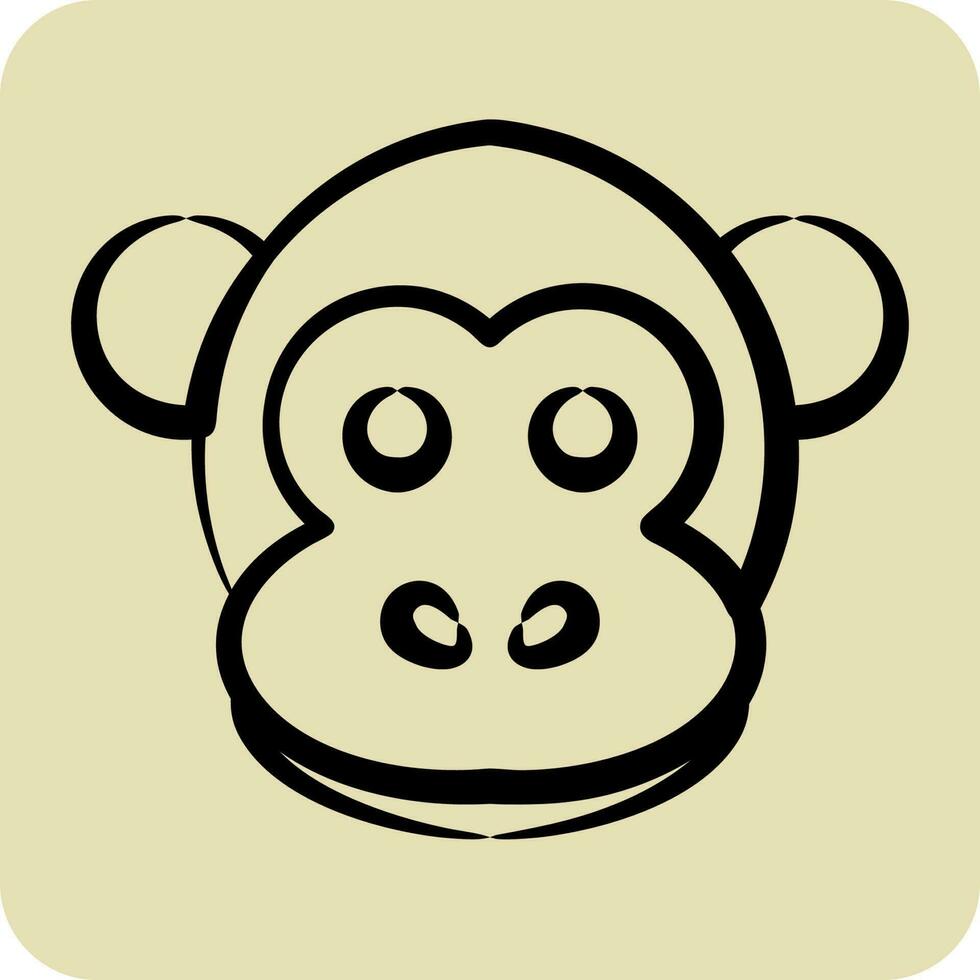 icona scimmia. relazionato per animale testa simbolo. mano disegnato stile. semplice design modificabile vettore
