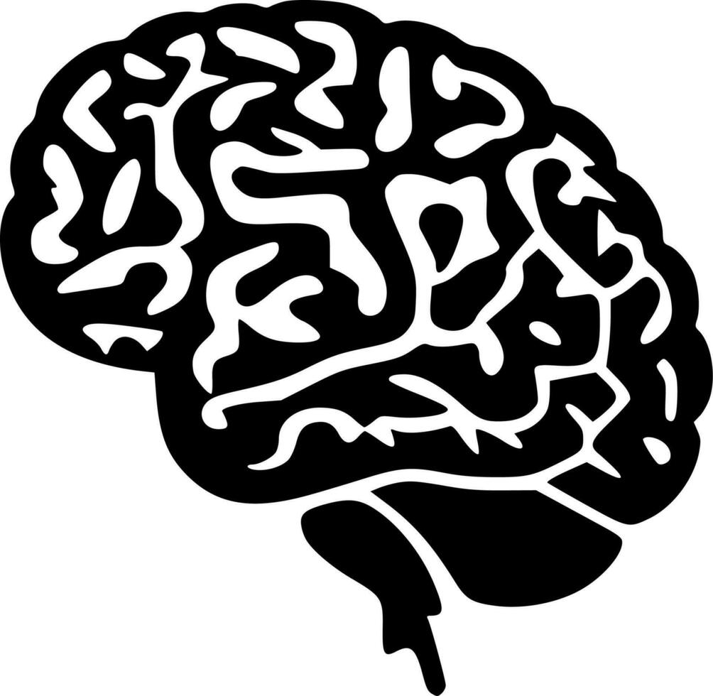 cervello, nero e bianca vettore illustrazione