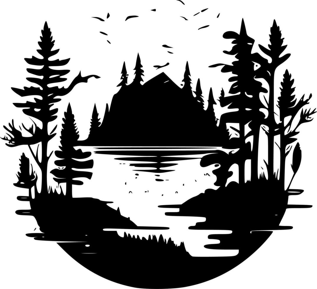 lago, minimalista e semplice silhouette - vettore illustrazione