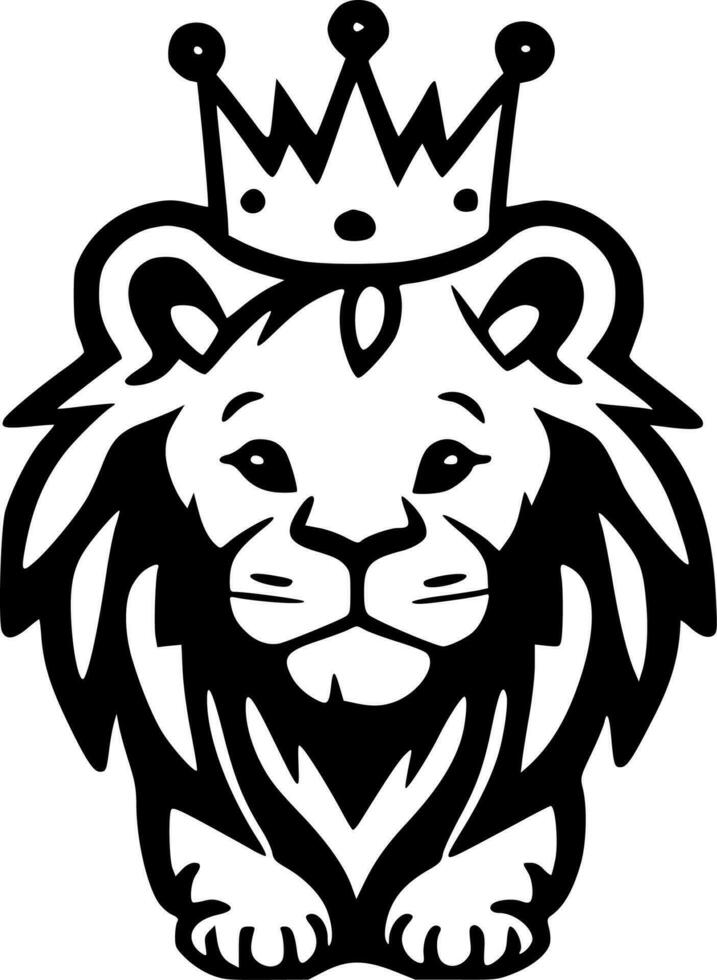 leone corona - nero e bianca isolato icona - vettore illustrazione