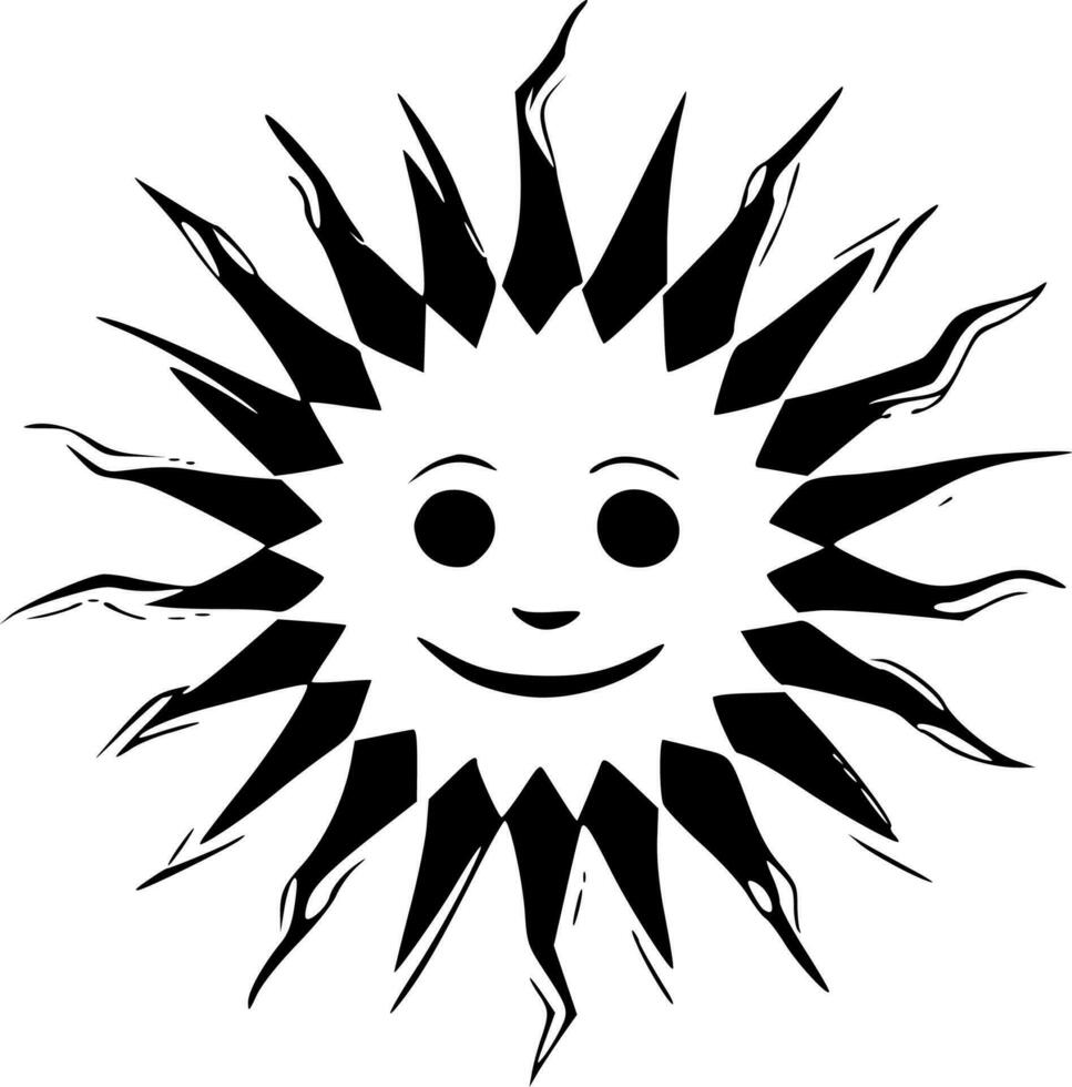 luce del sole - nero e bianca isolato icona - vettore illustrazione