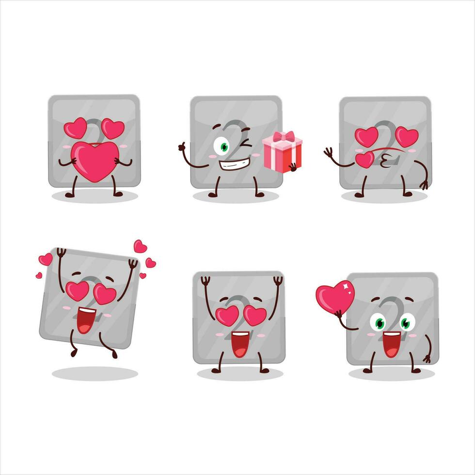 argento primo pulsante cartone animato personaggio con amore carino emoticon vettore