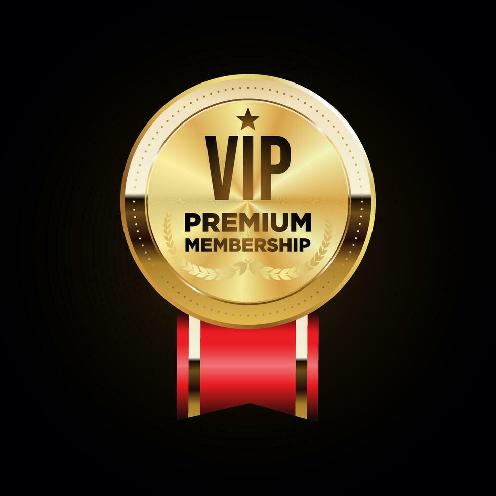 distintivo d'oro vip membro d'oro design retrò vettore