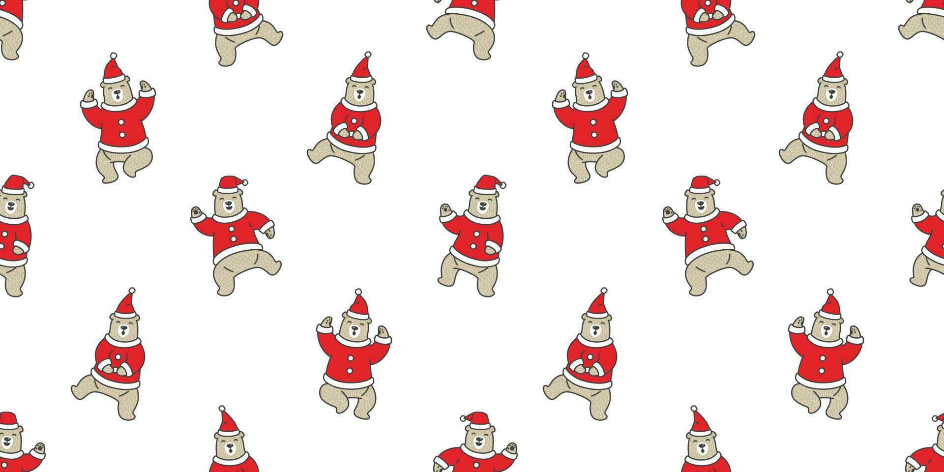 orso senza soluzione di continuità modello Natale vettore Santa Claus polare orso sciarpa isolato ripetere sfondo piastrella sfondo cartone animato personaggio illustrazione