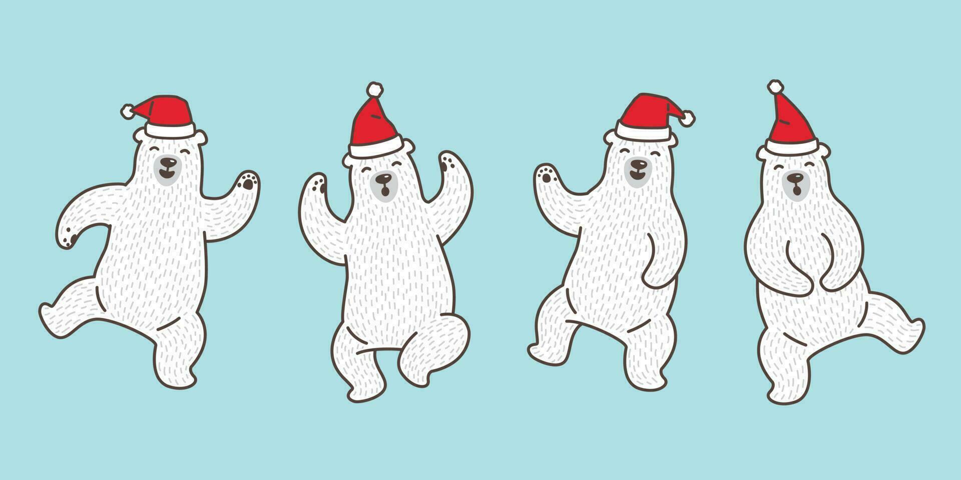 orso vettore polare orso Natale Santa Claus personaggio cartone animato logo icona danza cappello illustrazione clip arte