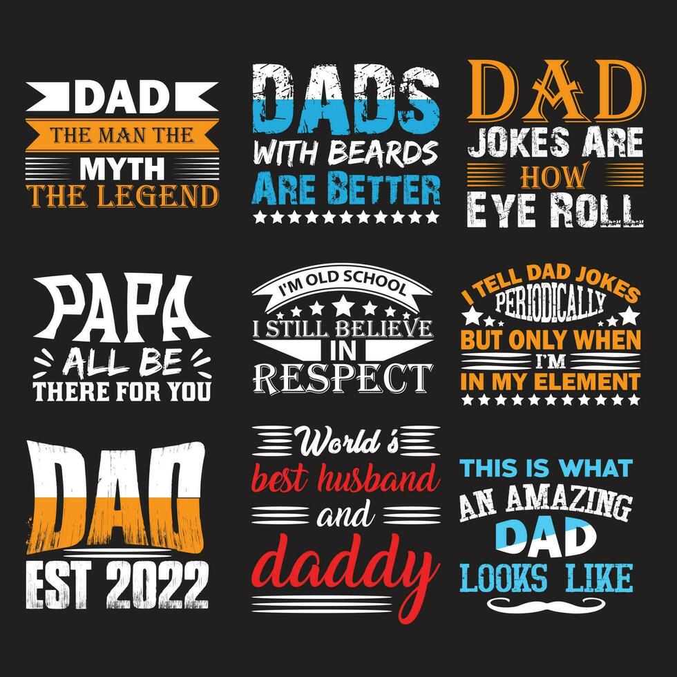 pacchetto di design t-shirt per la festa del papà vettore