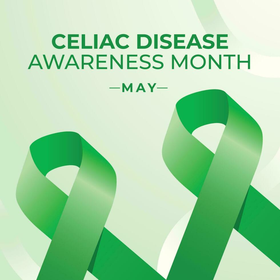 celiaco malattia consapevolezza mese celebrazione design modello. verde nastro design per celiaco malattia consapevolezza celebrazione. nastro design modello. vettore