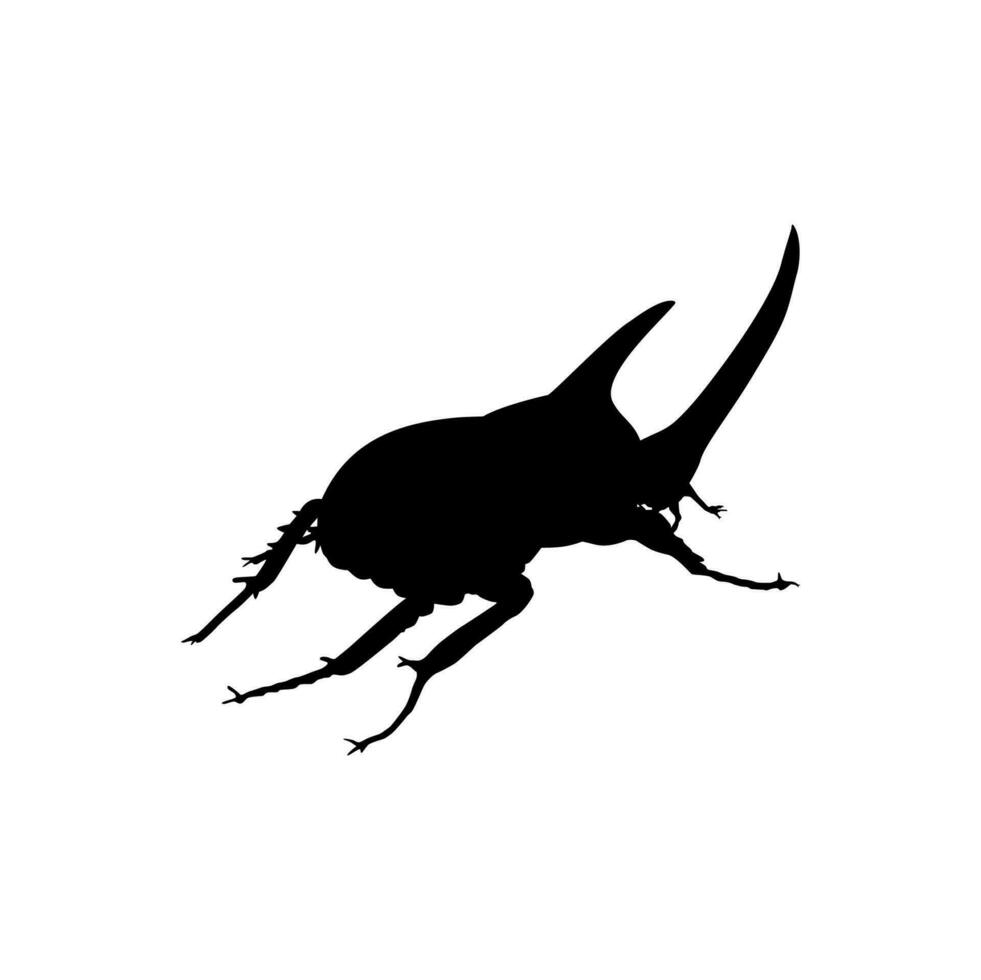 silhouette di il corno scarafaggio o orictes rinoceronte, dinastinae, può uso per arte illustrazione, logo, pittogramma, sito web, applicazioni o grafico design elemento. vettore illustrazione