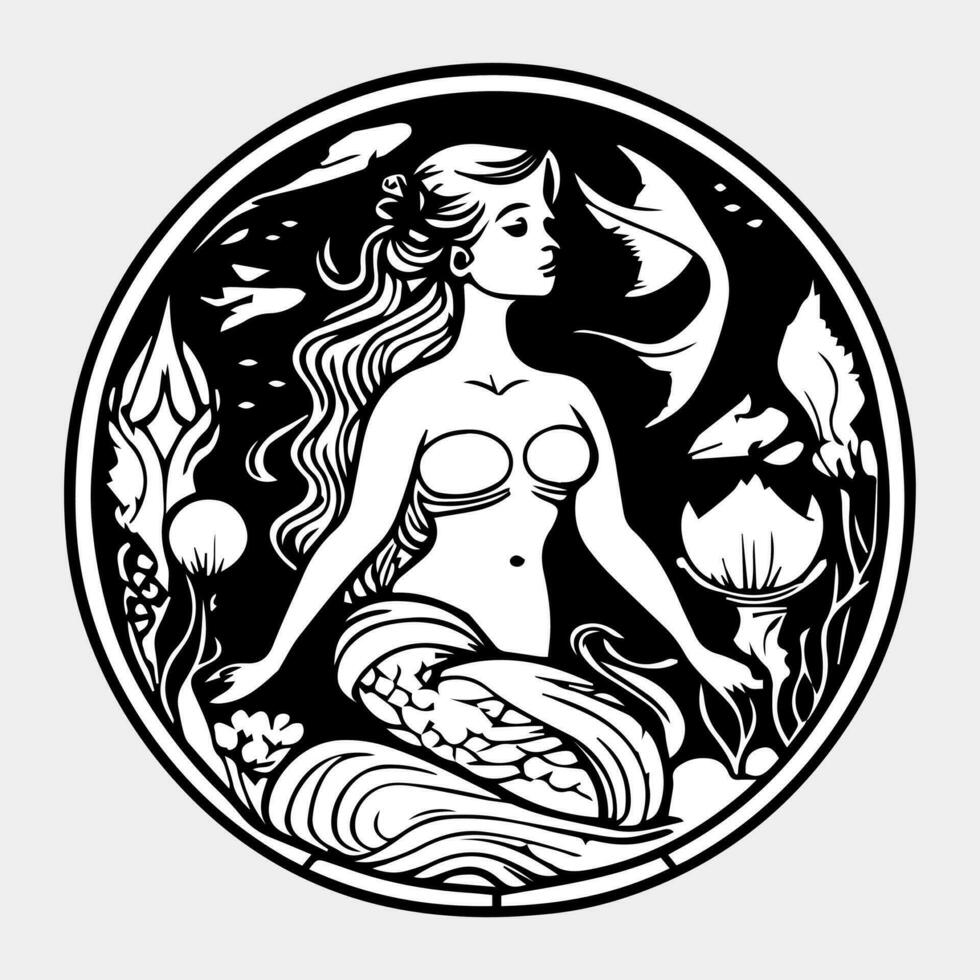 sirena logo design con silhouette stile. vettore