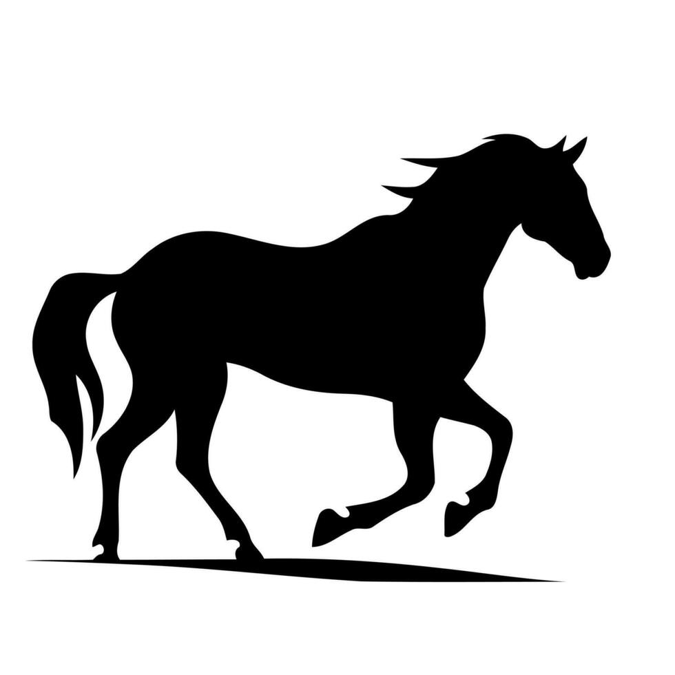 animale mammifero cavallo silhouette nero e bianca vettore