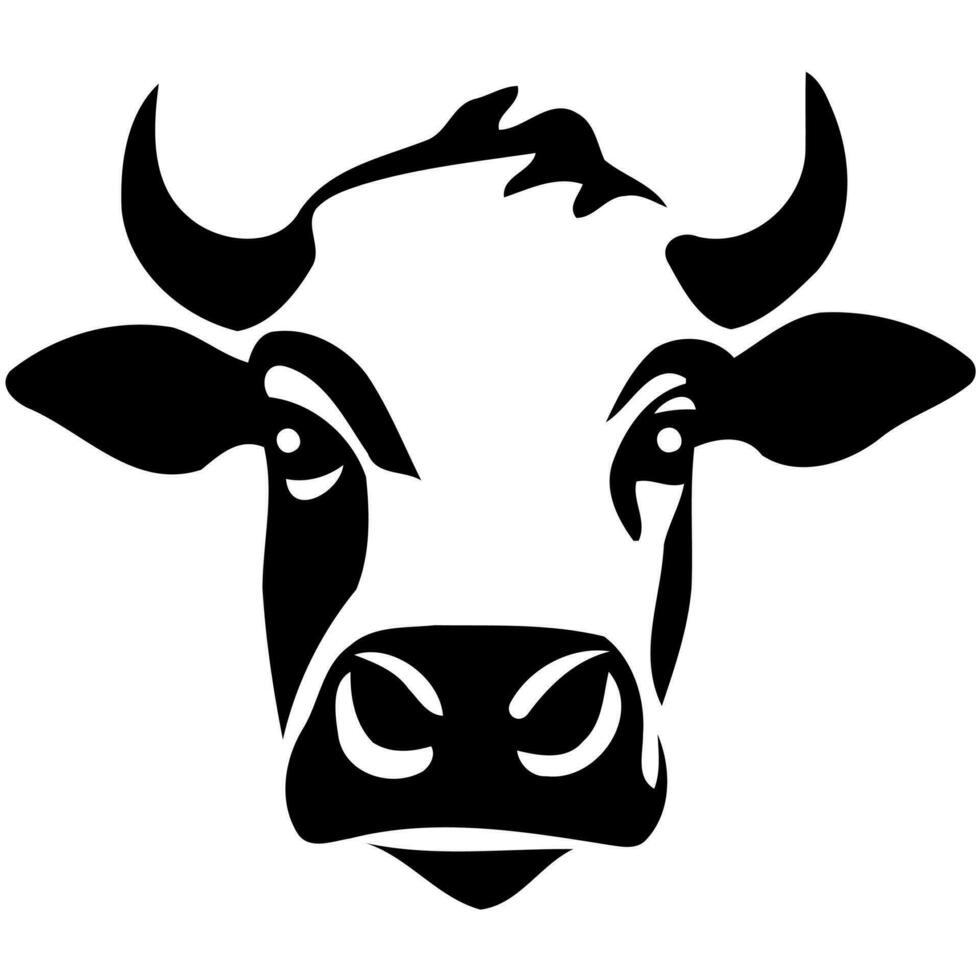 nero e bianca mucca testa logo vettore