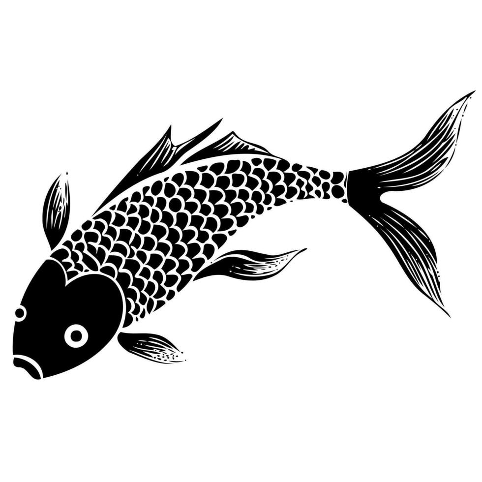 animale pesce carpa nel nero e bianca vettore