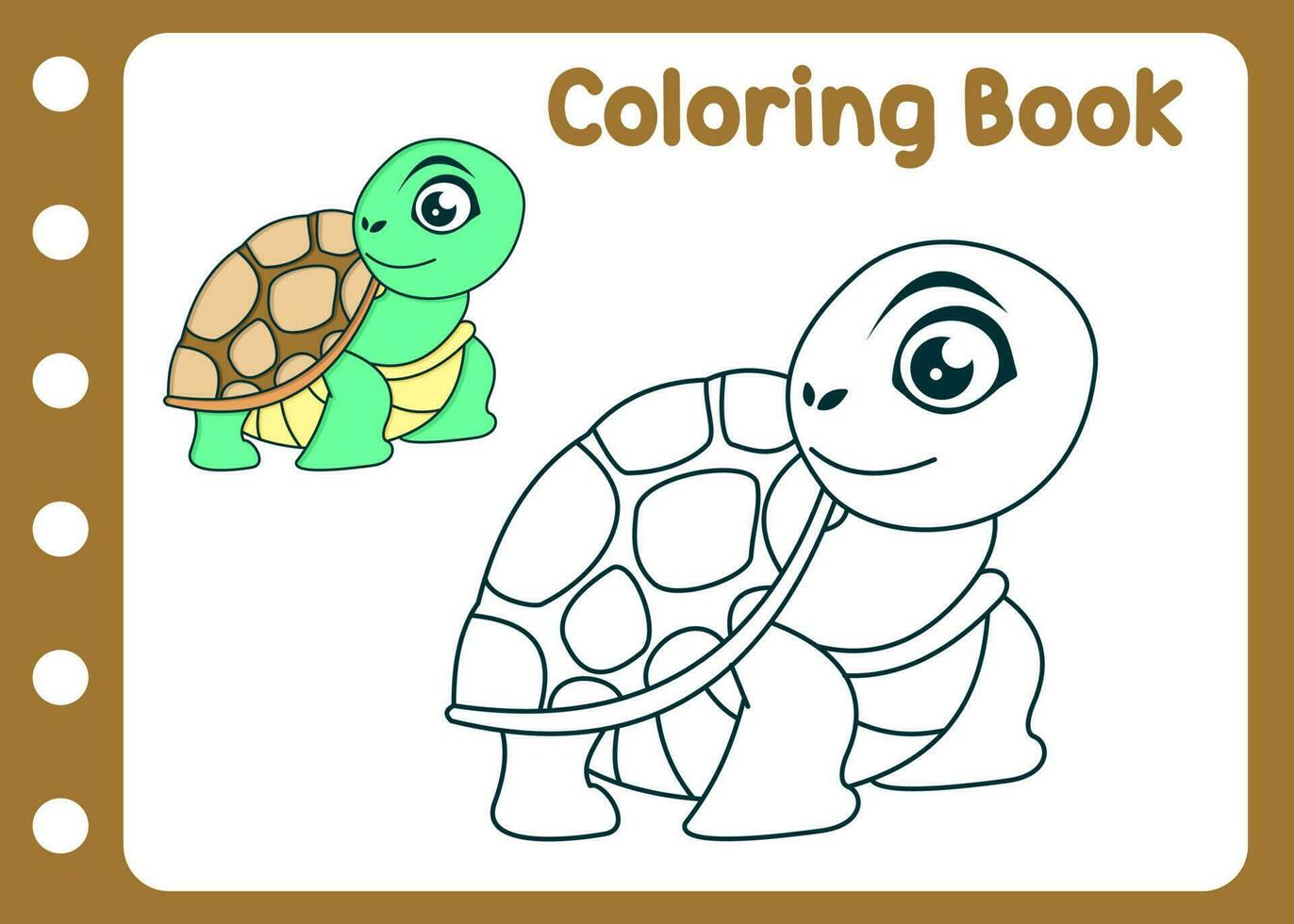 colorazione libro carino tartaruga cartone animato animale. bambini divertimento vettore