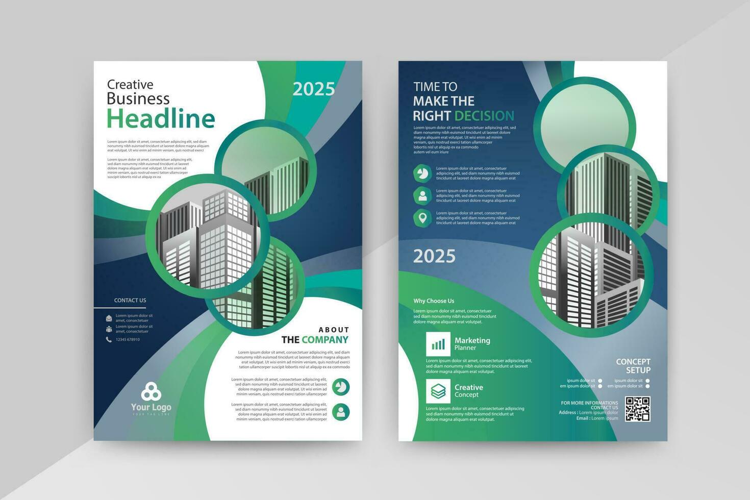 attività commerciale astratto vettore modello per volantino, opuscolo, relazione annuale, rivista, manifesto, aziendale presentazione, portafoglio, mercato, Infografica con blu e ciano colore dimensione a4, davanti e Indietro.