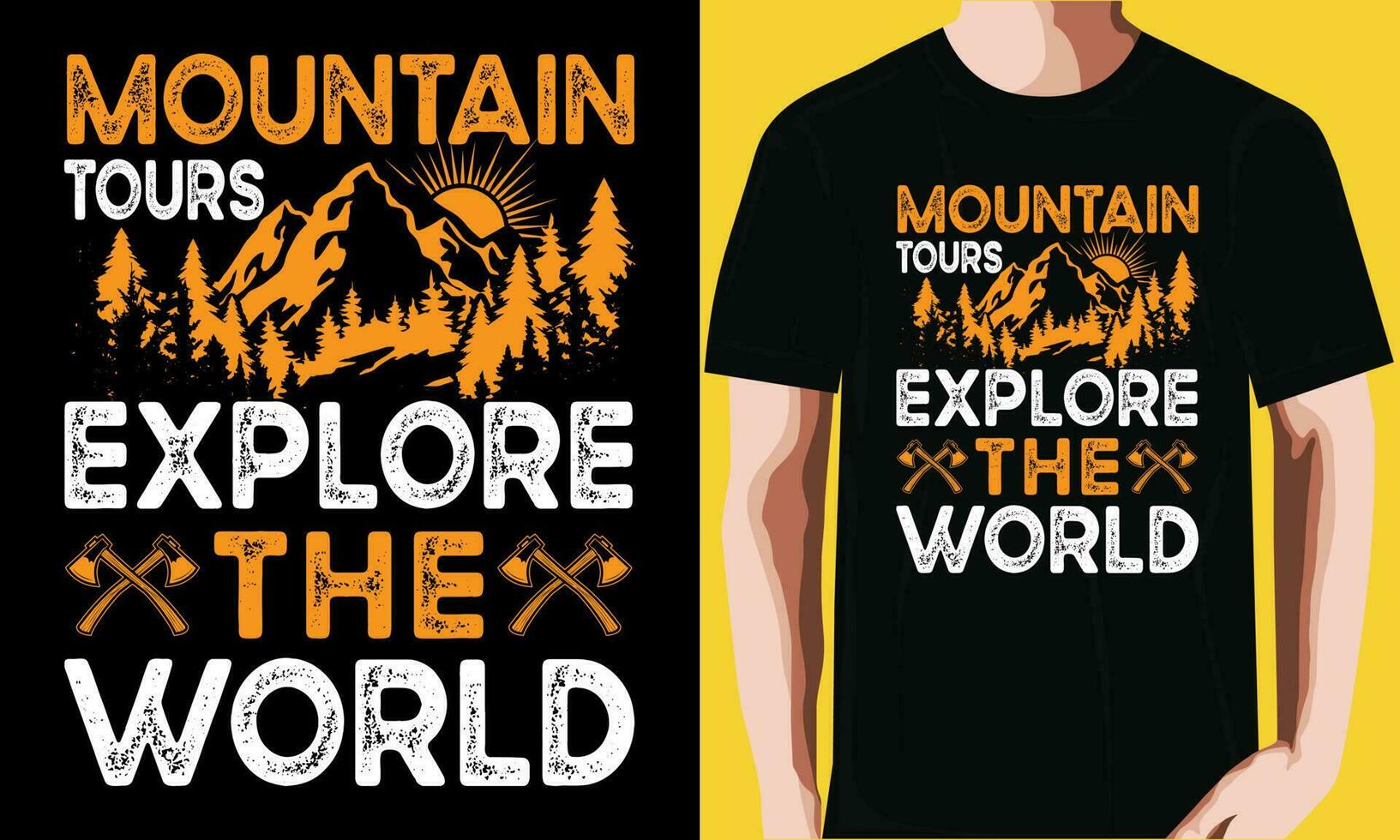 montagna tour Esplorare il mondo maglietta design. vettore