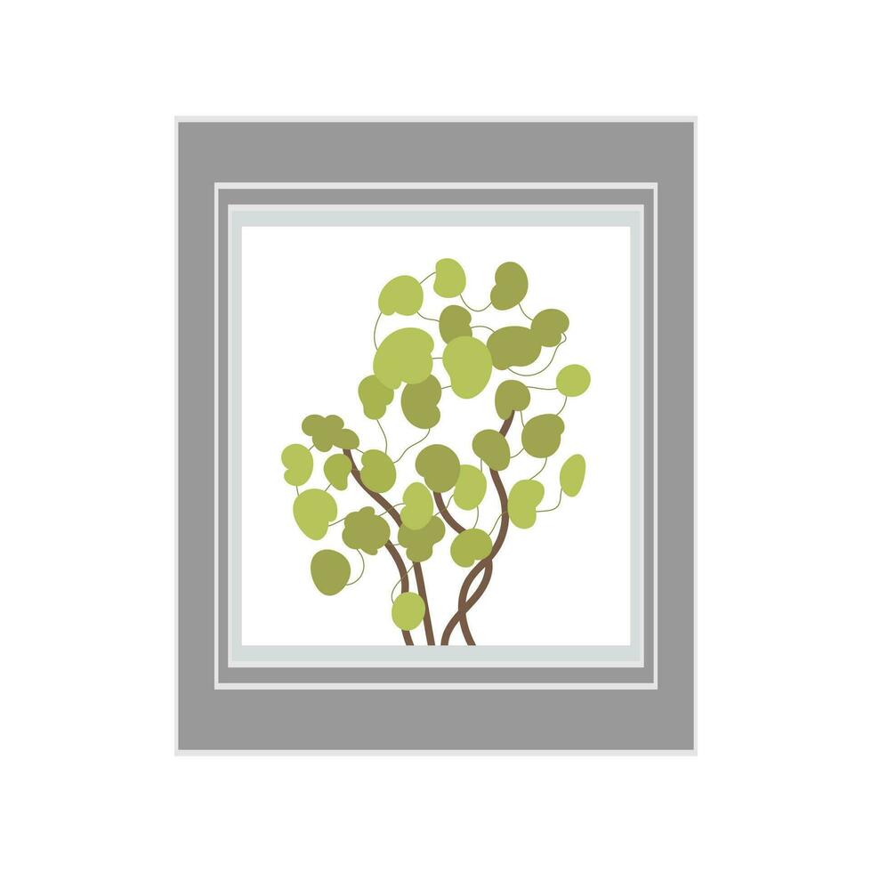 grigio foto telaio con il Immagine di un ornamentale pianta. isolato. piatto stile. vettore