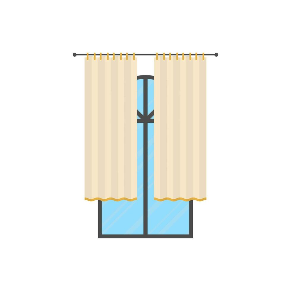 grande finestra con tenda. isolato. piatto stile. vettore