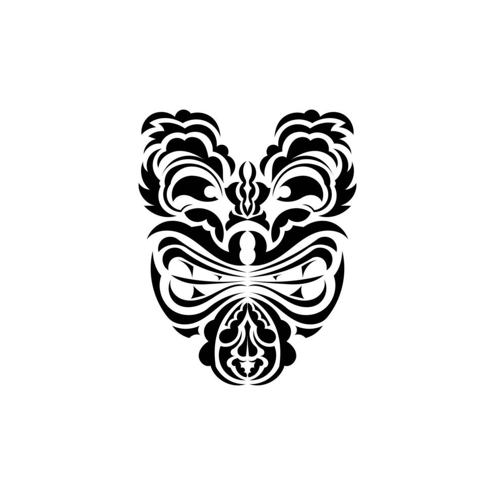 tribale maschera. nero tatuaggio nel il stile di il antico tribù. maori stile. vettore al di sopra di bianca sfondo.