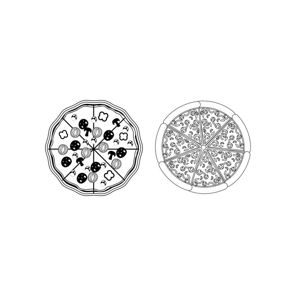 Pizza fetta linea icona. Pizza piatto linea icona. Pizza fetta con peperoni piatto icona per applicazioni e siti web. vettore magro cartello di italiano veloce cibo bar logo. pizzeria illustrazione.